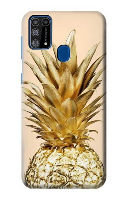 W3490 Gold Pineapple Hülle Schutzhülle Taschen und Leder Flip für Samsung Galaxy M31