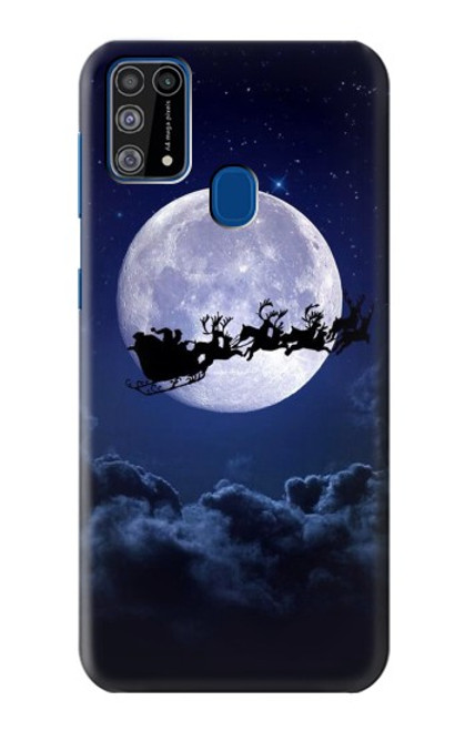 W3508 Xmas Santa Moon Hülle Schutzhülle Taschen und Leder Flip für Samsung Galaxy M31