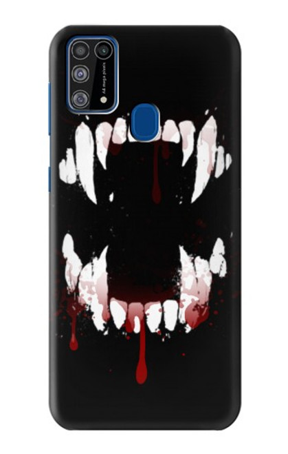 W3527 Vampire Teeth Bloodstain Hülle Schutzhülle Taschen und Leder Flip für Samsung Galaxy M31