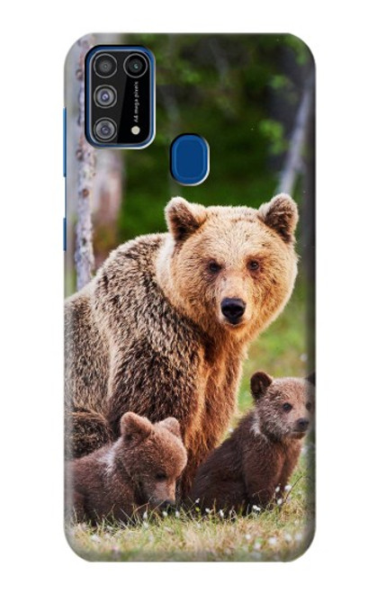 W3558 Bear Family Hülle Schutzhülle Taschen und Leder Flip für Samsung Galaxy M31