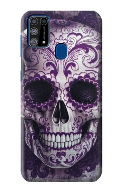 W3582 Purple Sugar Skull Hülle Schutzhülle Taschen und Leder Flip für Samsung Galaxy M31