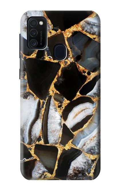 W3419 Gold Marble Graphic Print Hülle Schutzhülle Taschen und Leder Flip für Samsung Galaxy M21