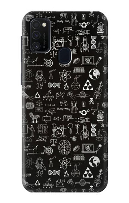 W3426 Blackboard Science Hülle Schutzhülle Taschen und Leder Flip für Samsung Galaxy M21