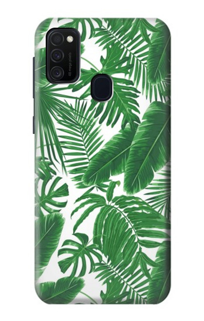W3457 Paper Palm Monstera Hülle Schutzhülle Taschen und Leder Flip für Samsung Galaxy M21