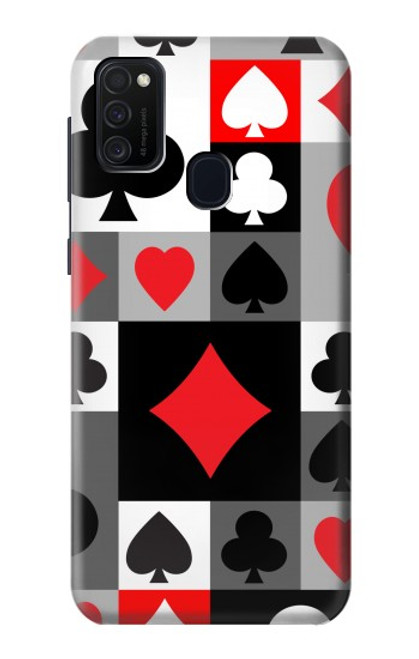 W3463 Poker Card Suit Hülle Schutzhülle Taschen und Leder Flip für Samsung Galaxy M21