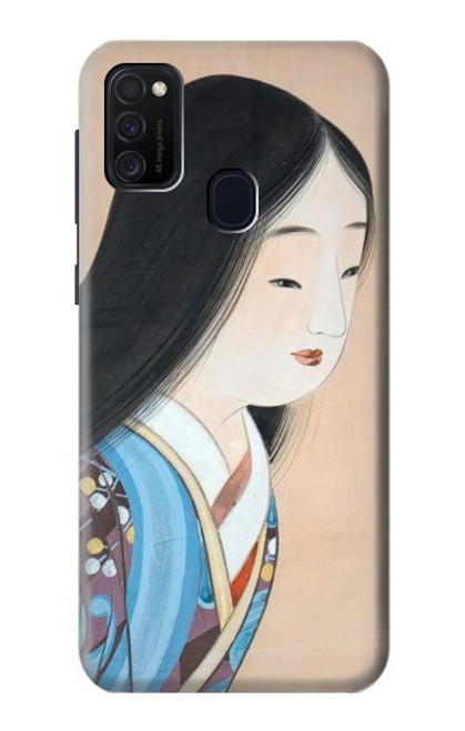 W3483 Japan Beauty Kimono Hülle Schutzhülle Taschen und Leder Flip für Samsung Galaxy M21