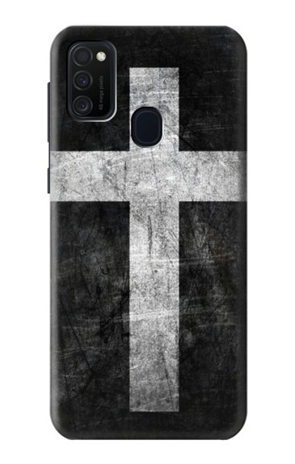 W3491 Christian Cross Hülle Schutzhülle Taschen und Leder Flip für Samsung Galaxy M21