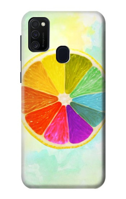 W3493 Colorful Lemon Hülle Schutzhülle Taschen und Leder Flip für Samsung Galaxy M21