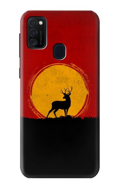 W3513 Deer Sunset Hülle Schutzhülle Taschen und Leder Flip für Samsung Galaxy M21