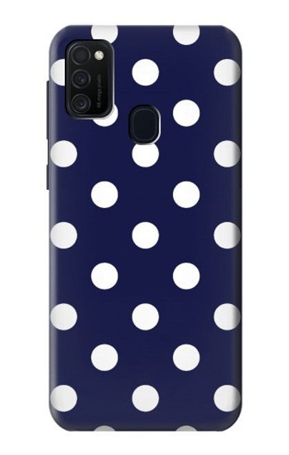 W3533 Blue Polka Dot Hülle Schutzhülle Taschen und Leder Flip für Samsung Galaxy M21