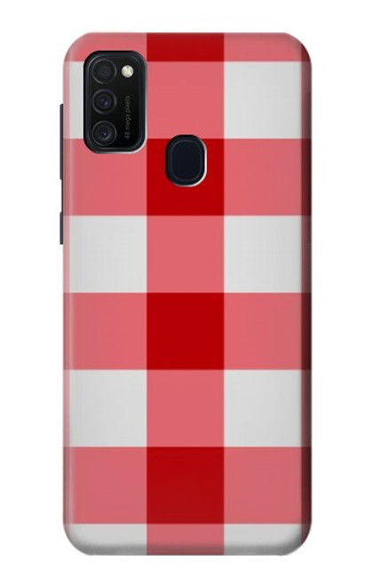 W3535 Red Gingham Hülle Schutzhülle Taschen und Leder Flip für Samsung Galaxy M21