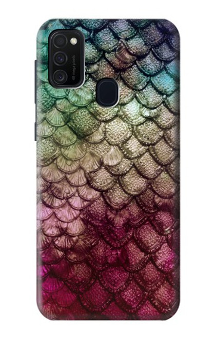 W3539 Mermaid Fish Scale Hülle Schutzhülle Taschen und Leder Flip für Samsung Galaxy M21