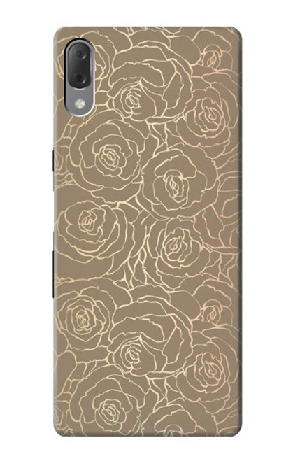 W3466 Gold Rose Pattern Hülle Schutzhülle Taschen und Leder Flip für Sony Xperia L3