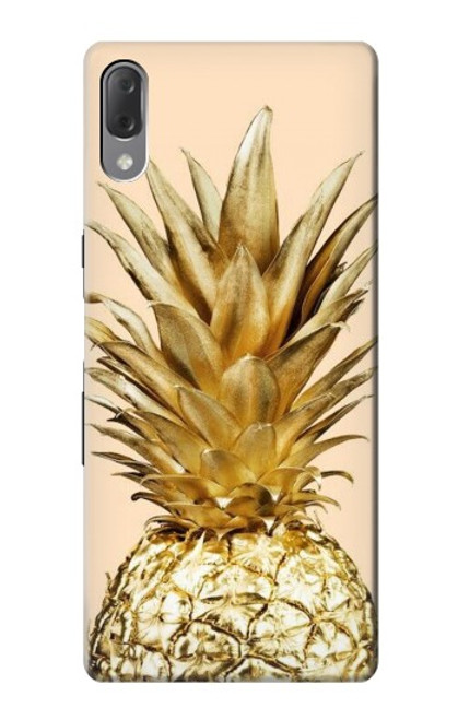 W3490 Gold Pineapple Hülle Schutzhülle Taschen und Leder Flip für Sony Xperia L3