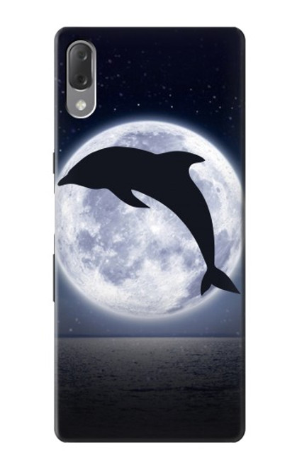 W3510 Dolphin Moon Night Hülle Schutzhülle Taschen und Leder Flip für Sony Xperia L3
