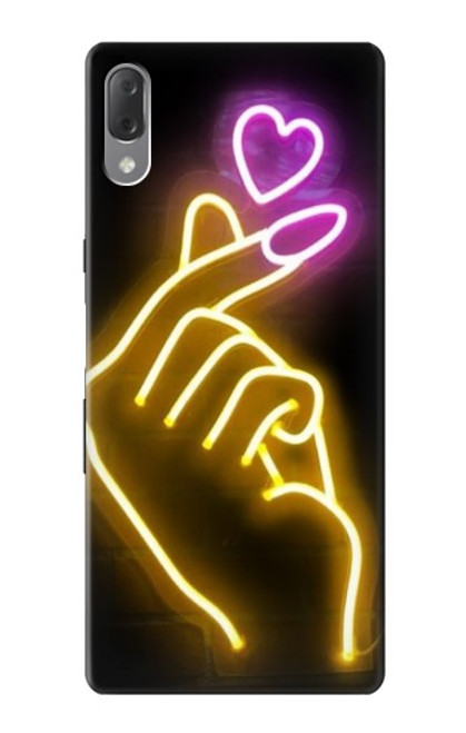 W3512 Cute Mini Heart Neon Graphic Hülle Schutzhülle Taschen und Leder Flip für Sony Xperia L3