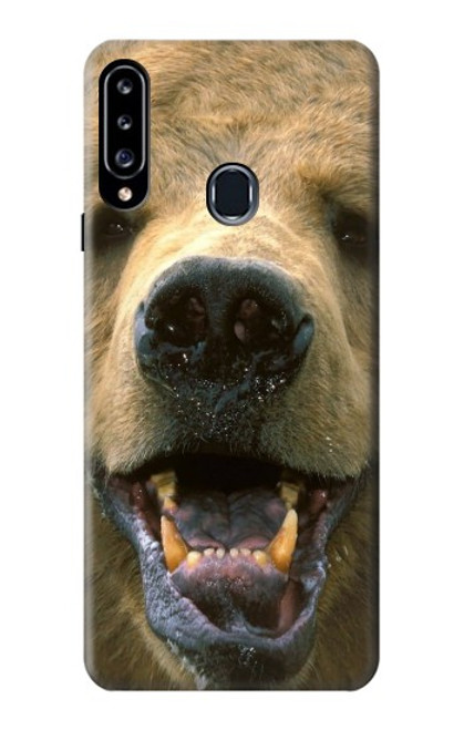 W0840 Grizzly Bear Face Hülle Schutzhülle Taschen und Leder Flip für Samsung Galaxy A20s