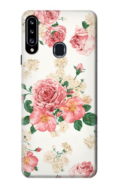 W1859 Rose Pattern Hülle Schutzhülle Taschen und Leder Flip für Samsung Galaxy A20s