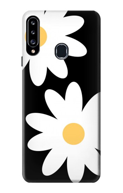 W2315 Daisy White Flowers Hülle Schutzhülle Taschen und Leder Flip für Samsung Galaxy A20s