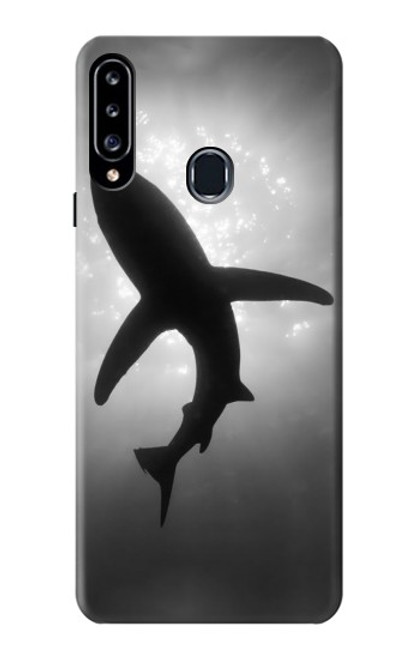 W2367 Shark Monochrome Hülle Schutzhülle Taschen und Leder Flip für Samsung Galaxy A20s