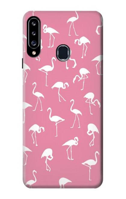 W2858 Pink Flamingo Pattern Hülle Schutzhülle Taschen und Leder Flip für Samsung Galaxy A20s