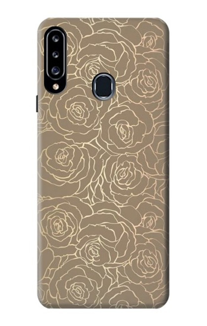 W3466 Gold Rose Pattern Hülle Schutzhülle Taschen und Leder Flip für Samsung Galaxy A20s