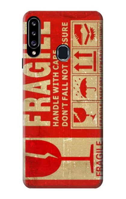 W3552 Vintage Fragile Label Art Hülle Schutzhülle Taschen und Leder Flip für Samsung Galaxy A20s