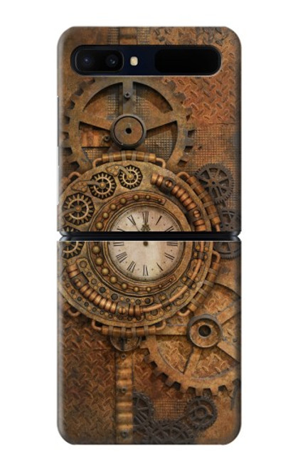 W3401 Clock Gear Steampunk Hülle Schutzhülle Taschen Flip für Samsung Galaxy Z Flip 5G