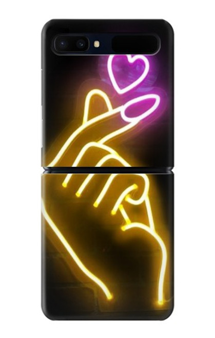 W3512 Cute Mini Heart Neon Graphic Hülle Schutzhülle Taschen Flip für Samsung Galaxy Z Flip 5G