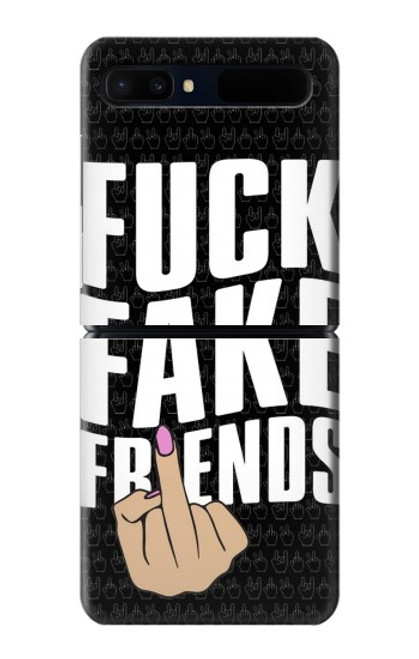 W3598 Middle Finger Fuck Fake Friend Hülle Schutzhülle Taschen Flip für Samsung Galaxy Z Flip 5G