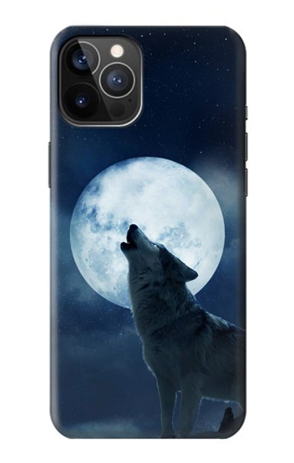 W3693 Grim White Wolf Full Moon Hülle Schutzhülle Taschen und Leder Flip für iPhone 12, iPhone 12 Pro