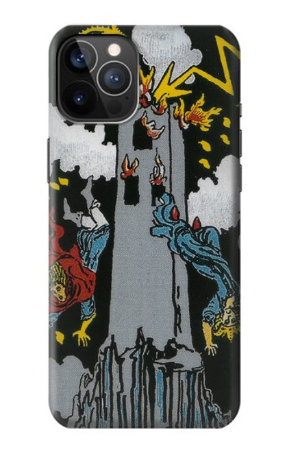 W3745 Tarot Card The Tower Hülle Schutzhülle Taschen und Leder Flip für iPhone 12, iPhone 12 Pro