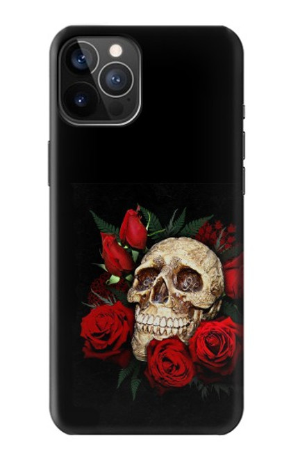 W3753 Dark Gothic Goth Skull Roses Hülle Schutzhülle Taschen und Leder Flip für iPhone 12, iPhone 12 Pro
