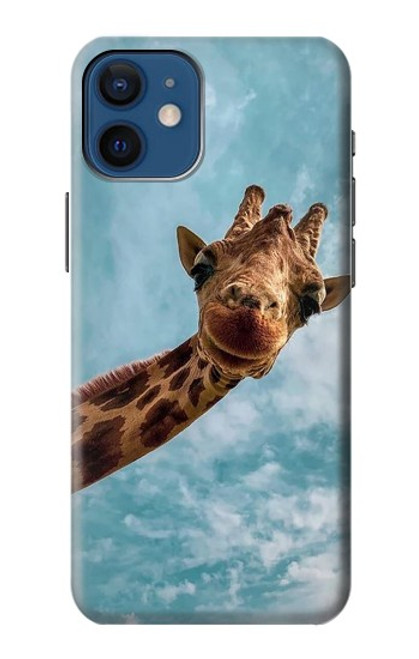W3680 Cute Smile Giraffe Hülle Schutzhülle Taschen und Leder Flip für iPhone 12 mini