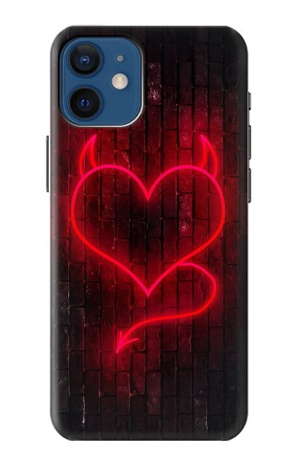 W3682 Devil Heart Hülle Schutzhülle Taschen und Leder Flip für iPhone 12 mini