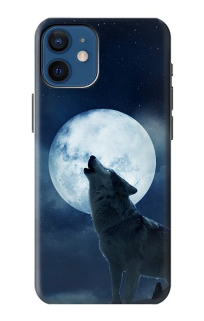 W3693 Grim White Wolf Full Moon Hülle Schutzhülle Taschen und Leder Flip für iPhone 12 mini