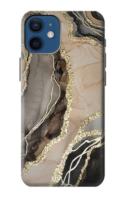 W3700 Marble Gold Graphic Printed Hülle Schutzhülle Taschen und Leder Flip für iPhone 12 mini