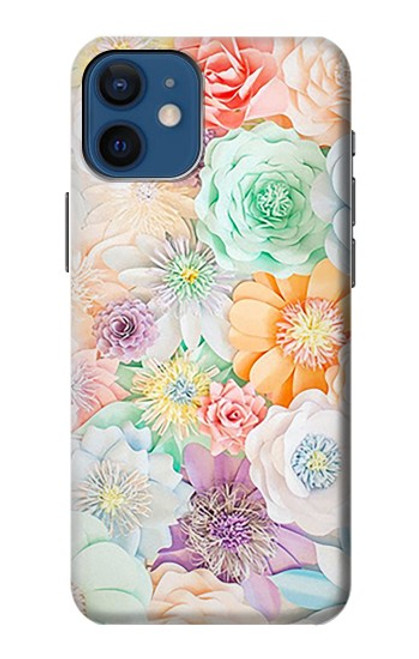 W3705 Pastel Floral Flower Hülle Schutzhülle Taschen und Leder Flip für iPhone 12 mini