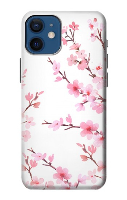 W3707 Pink Cherry Blossom Spring Flower Hülle Schutzhülle Taschen und Leder Flip für iPhone 12 mini