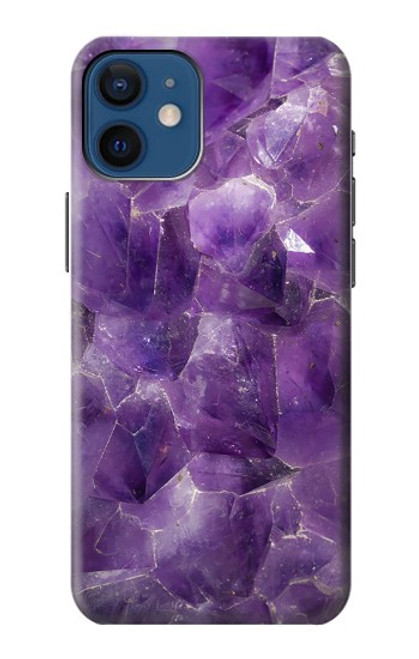 W3713 Purple Quartz Amethyst Graphic Printed Hülle Schutzhülle Taschen und Leder Flip für iPhone 12 mini