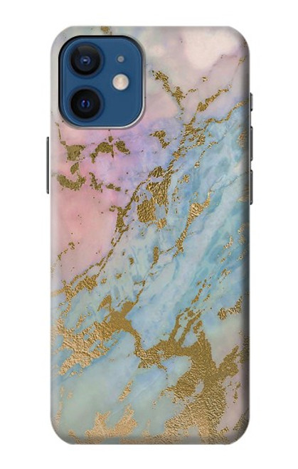 W3717 Rose Gold Blue Pastel Marble Graphic Printed Hülle Schutzhülle Taschen und Leder Flip für iPhone 12 mini