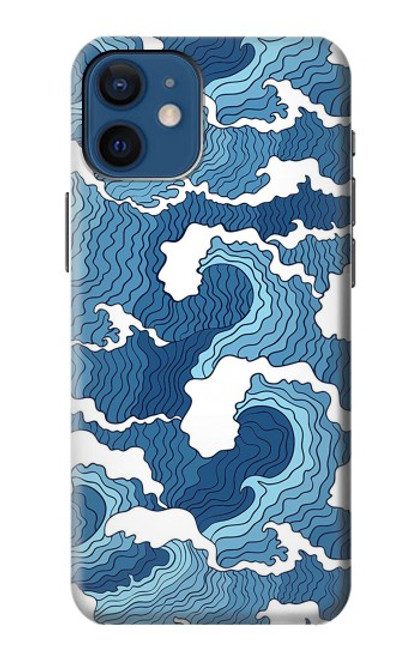 W3751 Wave Pattern Hülle Schutzhülle Taschen und Leder Flip für iPhone 12 mini