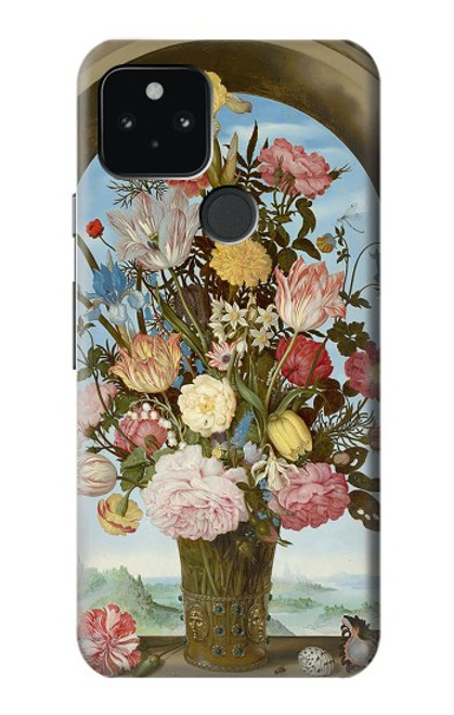 W3749 Vase of Flowers Hülle Schutzhülle Taschen und Leder Flip für Google Pixel 5