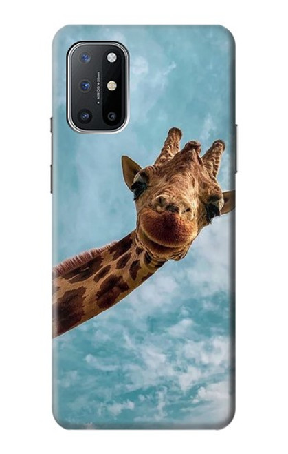 W3680 Cute Smile Giraffe Hülle Schutzhülle Taschen und Leder Flip für OnePlus 8T