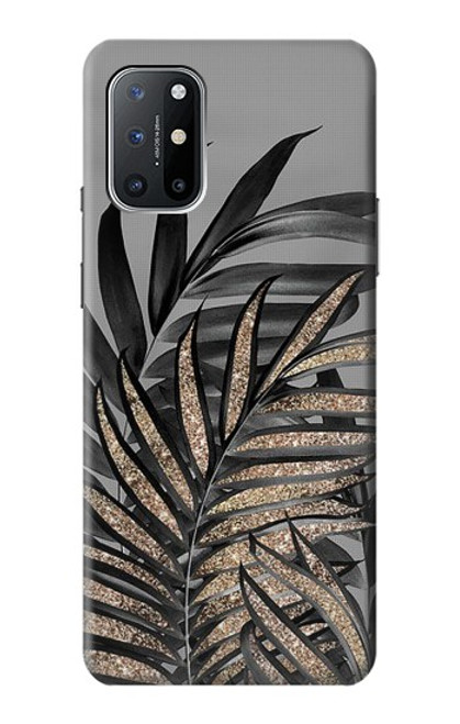 W3692 Gray Black Palm Leaves Hülle Schutzhülle Taschen und Leder Flip für OnePlus 8T