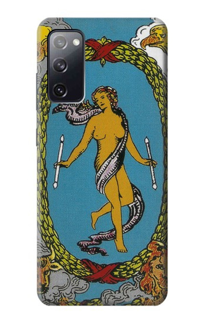 W3746 Tarot Card The World Hülle Schutzhülle Taschen und Leder Flip für Samsung Galaxy S20 FE