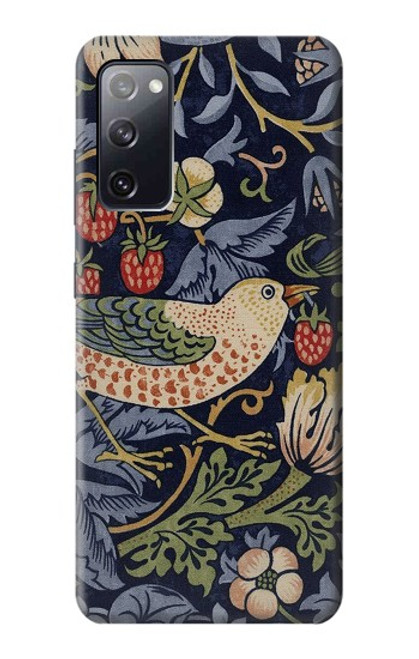 W3791 William Morris Strawberry Thief Fabric Hülle Schutzhülle Taschen und Leder Flip für Samsung Galaxy S20 FE