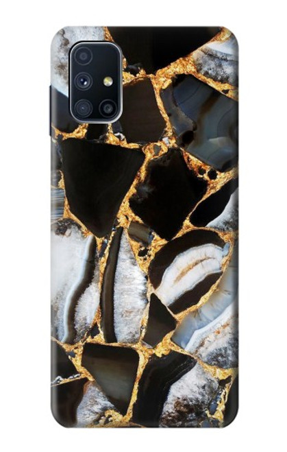 W3419 Gold Marble Graphic Print Hülle Schutzhülle Taschen und Leder Flip für Samsung Galaxy M51