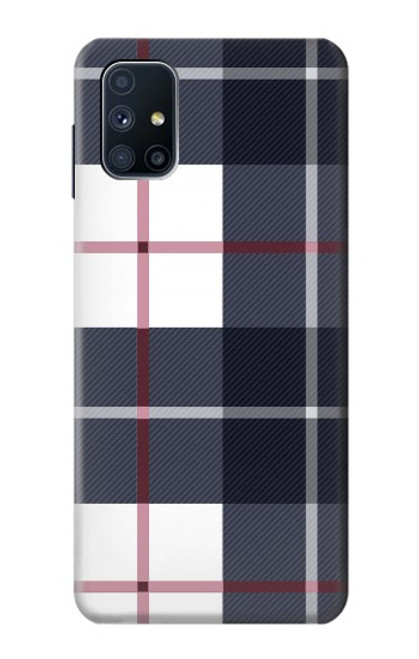 W3452 Plaid Fabric Pattern Hülle Schutzhülle Taschen und Leder Flip für Samsung Galaxy M51