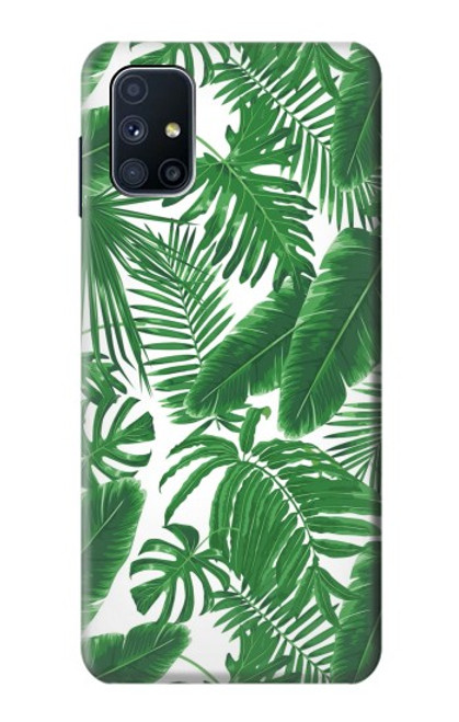 W3457 Paper Palm Monstera Hülle Schutzhülle Taschen und Leder Flip für Samsung Galaxy M51